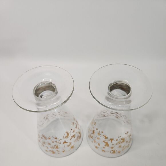 x2 Vintage Kahlua Cocktail Glasses MCM Gold Atomic Star Confetti Retro Barware - Picture 7 of 7